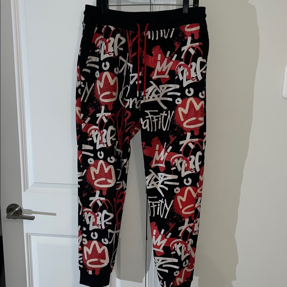 Switch Black Red White Graffiti Sweatpants Jogger Jog Pants XL Urban Tagger King